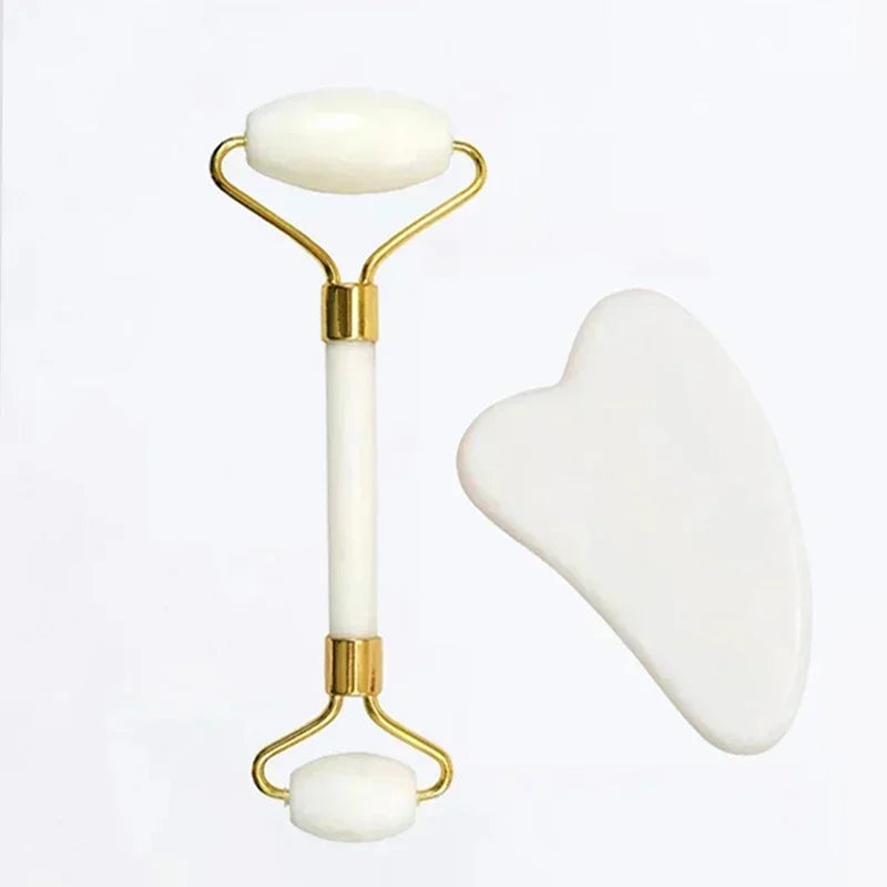 Jade Roller & Gua Sha Set – Gesichtsmassage aus echtem Naturstein